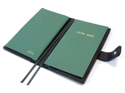 2冊用測量野帳レベルブック本革レザーカバーベルトタイプ・シボ革ブラック